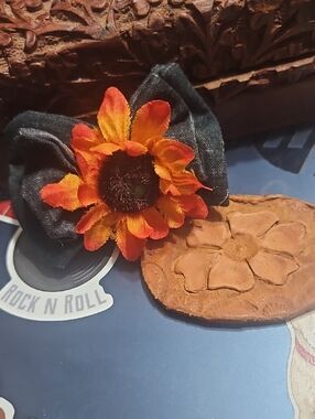 Hand Crafted Pet Collar Bow Tie Sunflower Floral Accessory NEW